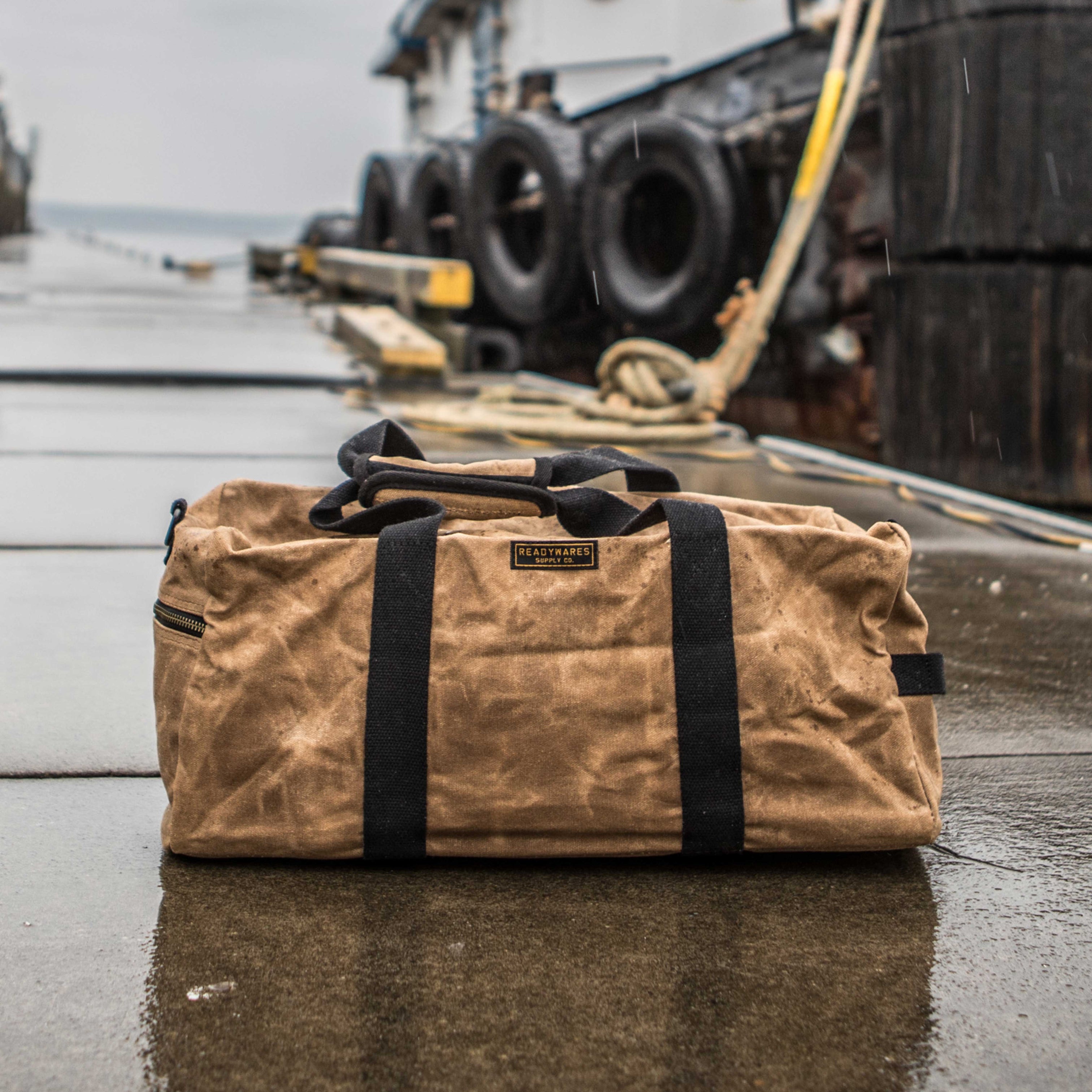 Large waxed canvas duffle bag sale